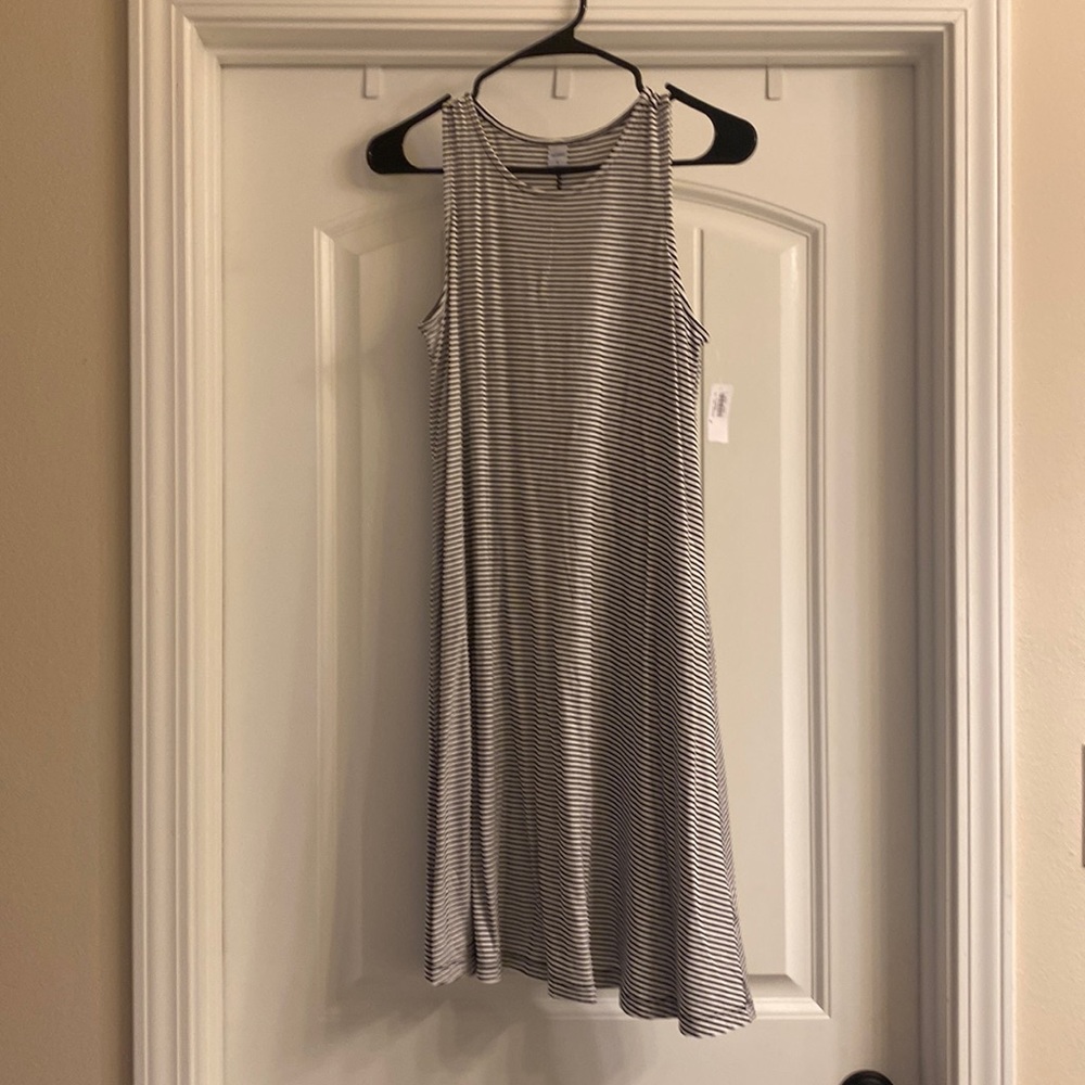 Old navy black and white striped sleeveless dress.